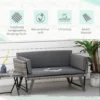 Polyrattan tuinbank 2 zits loungesofa grijs met opklapbare armleuningen staal 129x63x67cm voor tuin terras 6
