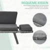 Polyrattan tuinbank 2 zits loungesofa grijs met opklapbare armleuningen staal 129x63x67cm voor tuin terras 7