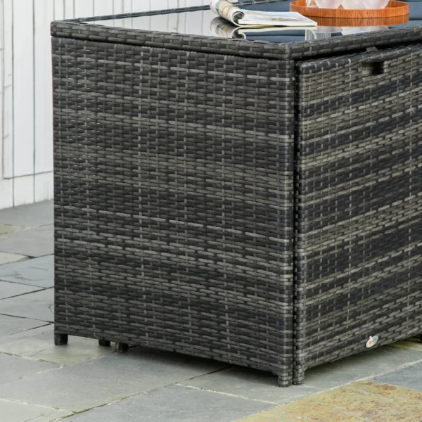 Polyrattan tuinmeubelen voor 4 personen, rattan eetgroep met sofa garnituur, weerbestendig, staal, grijs 10