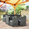 Polyrattan tuinmeubelen voor 4 personen, rattan eetgroep met sofa garnituur, weerbestendig, staal, grijs 2
