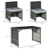 Polyrattan tuinmeubelen voor 4 personen, rattan eetgroep met sofa garnituur, weerbestendig, staal, grijs 4