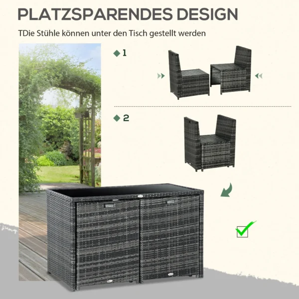 Polyrattan tuinmeubelen voor 4 personen, rattan eetgroep met sofa garnituur, weerbestendig, staal, grijs 7