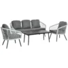 Polyrattan tuinmeubelset voor 5 personen, zitgroep met kussens, aluminium frame, grijs, ideaal voor terras & balkon 1