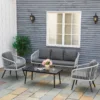 Polyrattan tuinmeubelset voor 5 personen, zitgroep met kussens, aluminium frame, grijs, ideaal voor terras & balkon 2