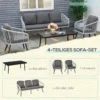 Polyrattan tuinmeubelset voor 5 personen, zitgroep met kussens, aluminium frame, grijs, ideaal voor terras & balkon 6