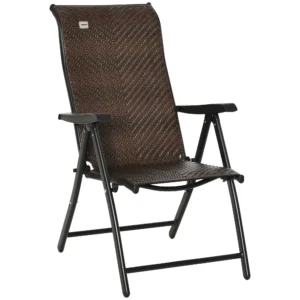 Polyrattan vouwstoel met armleuning 7 traps verstelbare rugleuning voor tuin balkon terras 58 x 71 x 111 cm 1