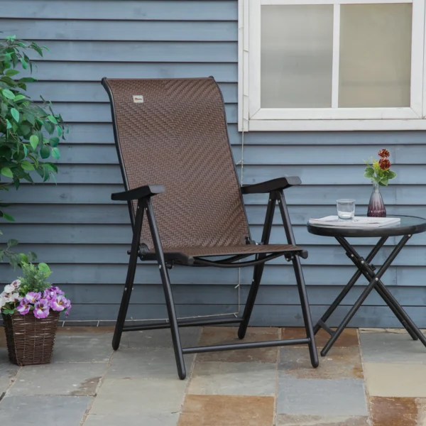 Polyrattan vouwstoel met armleuning 7 traps verstelbare rugleuning voor tuin balkon terras 58 x 71 x 111 cm 2