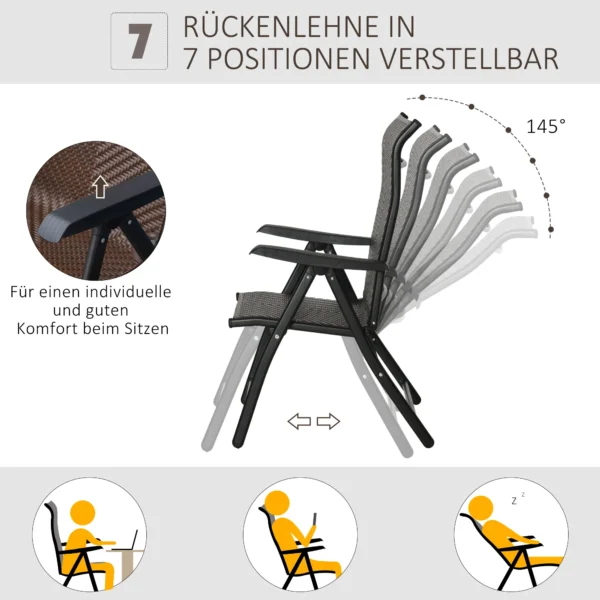 Polyrattan vouwstoel met armleuning 7 traps verstelbare rugleuning voor tuin balkon terras 58 x 71 x 111 cm 6