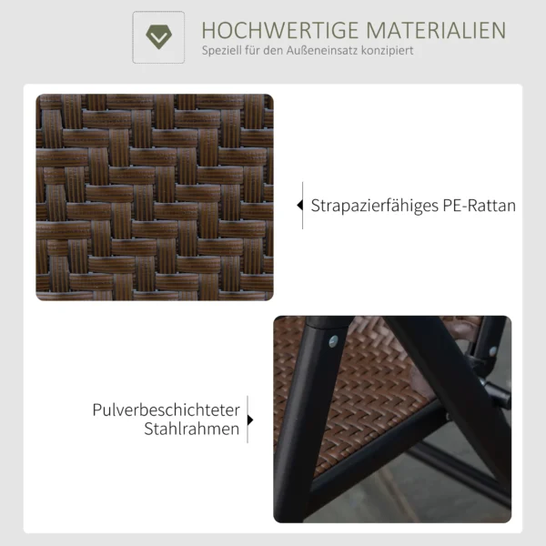 Polyrattan vouwstoel met armleuning 7 traps verstelbare rugleuning voor tuin balkon terras 58 x 71 x 111 cm 7