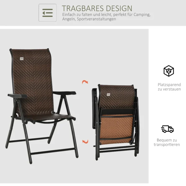 Polyrattan vouwstoel met armleuning 7 traps verstelbare rugleuning voor tuin balkon terras 58 x 71 x 111 cm 8