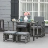 Polyrattan zitgroep voor 4 personen, eetgroep tuinset met kussens, grijs, weerbestendig & stijlvol voor tuin & terras 2