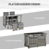 Polyrattan zitgroep voor 4 personen, eetgroep tuinset met kussens, grijs, weerbestendig & stijlvol voor tuin & terras 6