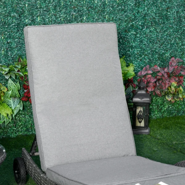 Polyrattan zonneligstoel tuinligstoel met kussen 5 traps verstelbaar s vorm tuinmeubilair metaal grijs 207 x 70 x 70 cm 10