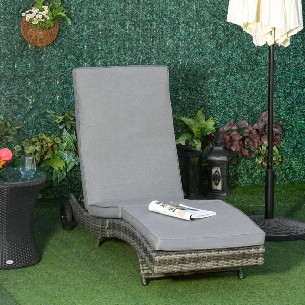 Polyrattan zonneligstoel tuinligstoel met kussen 5 traps verstelbaar s vorm tuinmeubilair metaal grijs 207 x 70 x 70 cm 2