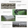 Polyrattan zonneligstoel tuinligstoel met kussen 5 traps verstelbaar s vorm tuinmeubilair metaal grijs 207 x 70 x 70 cm 7