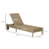Polyrattan zonneligstoel tuinligstoel verstelbaar met kussen in natuur khaki 200x66x92cm voor tuin & terras 4