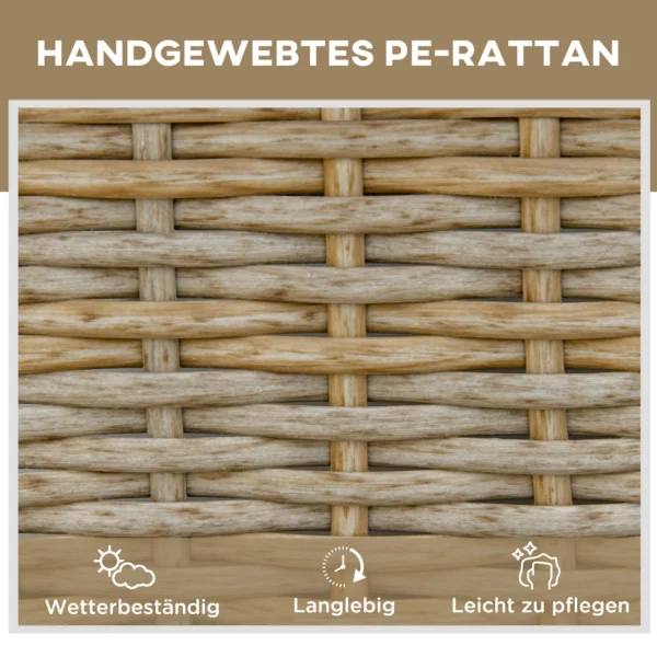 Polyrattan zonneligstoel tuinligstoel verstelbaar met kussen in natuur khaki 200x66x92cm voor tuin & terras 7