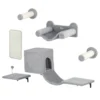 Pwahut klimmuur kat 6 delig katten klimmuur set met kattenhuis, hangmat, platform, krabpaal met krabplank, pluche wandkrabpaal, kattenmeubels voor katten tot 5 kg, grijs 1