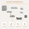 Pwahut klimmuur kat 7 delig katten klimmuur set met kattenhuis, platform, krabpaal met hangende bal, pluche wandkrabpaal, kattenmeubels voor katten tot 5 kg, grijs 5