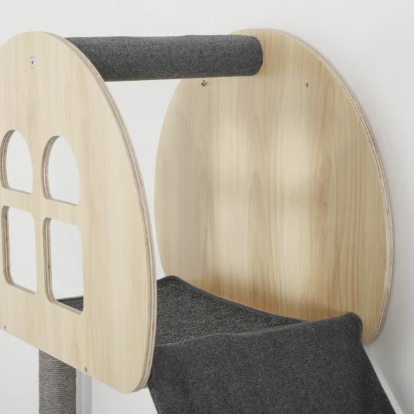 Pwahut klimmuur kat 7 delig katten klimmuur set met sisalpaal ladder, platform, krabpaal met krabplank, hol, kattenmeubels voor katten tot 5 kg, grijs+eik 10