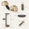 Pwahut klimmuur kat 7 delig katten klimmuur set met sisalpaal ladder, platform, krabpaal met krabplank, hol, kattenmeubels voor katten tot 5 kg, grijs+eik 4