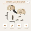 Pwahut klimmuur kat 7 delig katten klimmuur set met sisalpaal ladder, platform, krabpaal met krabplank, hol, kattenmeubels voor katten tot 5 kg, grijs+eik 5