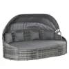 Rattan zonne eiland 4 delig met zonnedak en zitgroep, 4 kussens, metaal grijs, 230 x 145 x 80 cm voor tuin & terras 1