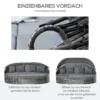 Rattan zonne eiland 4 delig met zonnedak en zitgroep, 4 kussens, metaal grijs, 230 x 145 x 80 cm voor tuin & terras 6