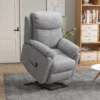 Relaxstoel elektrisch tv stoel met opsta hulp, 5 massagestanden, ligfunctie, massagestoel met voetsteun, linnenlook, zijvak en afstandsbediening, voor woonkamer, grijs 2