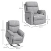 Relaxstoel elektrisch tv stoel met opsta hulp, 5 massagestanden, ligfunctie, massagestoel met voetsteun, linnenlook, zijvak en afstandsbediening, voor woonkamer, grijs 4