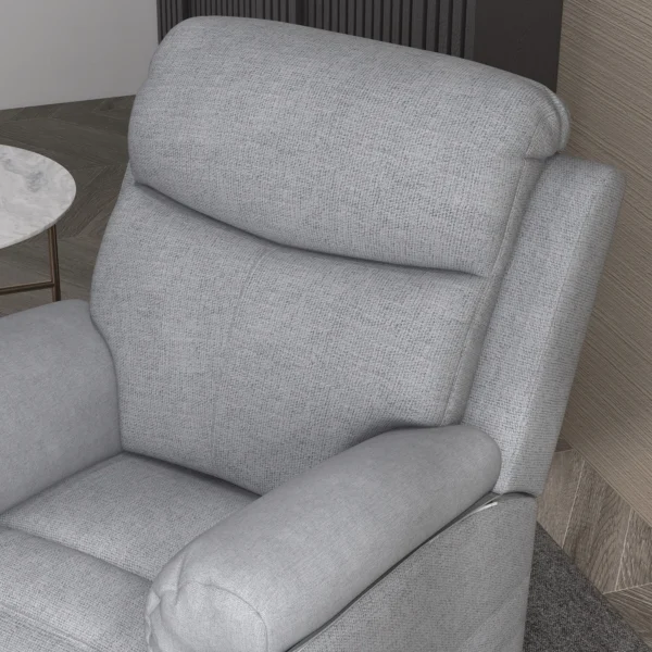 Relaxstoel elektrisch tv stoel met opsta hulp, 5 massagestanden, ligfunctie, massagestoel met voetsteun, linnenlook, zijvak en afstandsbediening, voor woonkamer, grijs 6