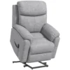 Relaxstoel elektrisch tv stoel met opsta hulp, 5 massagestanden, ligfunctie, massagestoel met voetsteun, linnenlook, zijvak en afstandsbediening, voor woonkamer, grijs 7
