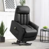 Relaxstoel elektrisch tv stoel met opsta hulp, ligfunctie, massagestoel met voetsteun, zijvak, afstandsbediening, voor woonkamer, tot 150 kg, kunstleer, zwart 2