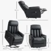 Relaxstoel elektrisch tv stoel met opsta hulp, ligfunctie, massagestoel met voetsteun, zijvak, afstandsbediening, voor woonkamer, tot 150 kg, kunstleer, zwart 4