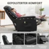Relaxstoel elektrisch tv stoel met opsta hulp, ligfunctie, massagestoel met voetsteun, zijvak, afstandsbediening, voor woonkamer, tot 150 kg, kunstleer, zwart 5