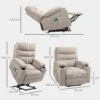 Relaxstoel elektrisch tv stoel met opsta hulp, vibratiemassage, ligfunctie, massagestoel met voetsteun, 2 motoren, lendenwarmte, timer, zijtas, bekerhouder lichtbruin 4