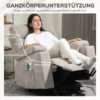 Relaxstoel elektrisch tv stoel met opsta hulp, vibratiemassage, ligfunctie, massagestoel met voetsteun, 2 motoren, lendenwarmte, timer, zijtas, bekerhouder lichtbruin 9