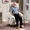 Relaxstoel elektrisch verstelbare tv stoel met massagefunctie, opsta hulp, verwarming, ligfunctie, brede rugleuning, voetensteun, 2 zijvakken voor woonkamer beige 2