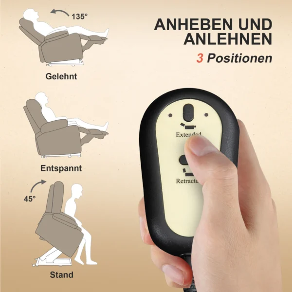 Relaxstoel elektrisch verstelbare tv stoel met massagefunctie, opsta hulp, verwarming, ligfunctie, brede rugleuning, voetensteun, 2 zijvakken voor woonkamer beige 5