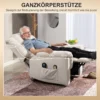 Relaxstoel elektrisch verstelbare tv stoel met massagefunctie, opsta hulp, verwarming, ligfunctie, brede rugleuning, voetensteun, 2 zijvakken voor woonkamer beige 8