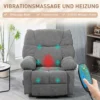 Relaxstoel massagestoel tv stoel met ligfunctie, verwarmingsfunctie, schommelfunctie, draaibare tv stoel met voetsteun, zijtas afstandsbediening voor woonkamer, donkergrijs 5