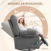 Relaxstoel massagestoel tv stoel met ligfunctie, verwarmingsfunctie, schommelfunctie, draaibare tv stoel met voetsteun, zijtas afstandsbediening voor woonkamer, donkergrijs 6