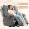 Relaxstoel massagestoel tv stoel met ligfunctie, verwarmingsfunctie, schommelfunctie, draaibare tv stoel met voetsteun, zijtas afstandsbediening voor woonkamer, donkergrijs 7