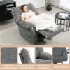 Relaxstoel massagestoel tv stoel met ligfunctie, verwarmingsfunctie, schommelfunctie, draaibare tv stoel met voetsteun, zijtas afstandsbediening voor woonkamer, donkergrijs 9