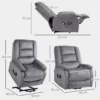 Relaxstoel met elektrische opsta hulp, tv stoel met vibratiemassage, ligfunctie, massagestoel met verwarming, voetgedeelte, zijvak, timer, donkergrijs 4