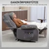 Relaxstoel met elektrische opsta hulp, tv stoel met vibratiemassage, ligfunctie, massagestoel met verwarming, voetgedeelte, zijvak, timer, donkergrijs 9