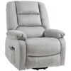 Relaxstoel met elektrische opsta hulp, tv stoel met vibratiemassage, ligfunctie, massagestoel met warmte, voetgedeelte, zijvak, timer, lichtgrijs 1