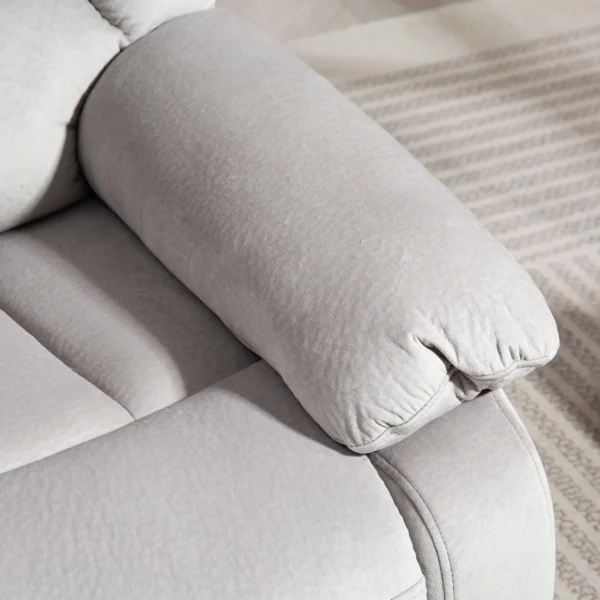 Relaxstoel met elektrische opsta hulp, tv stoel met vibratiemassage, ligfunctie, massagestoel met warmte, voetgedeelte, zijvak, timer, lichtgrijs 10