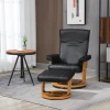 Relaxstoel met ligfunctie tv stoel ligstoel draaibaar tot 150 kg, kunstleer zwart, inclusief ottomaanse voor optimaal comfort 2