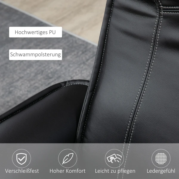Relaxstoel met ligfunctie tv stoel ligstoel draaibaar tot 150 kg, kunstleer zwart, inclusief ottomaanse voor optimaal comfort 7